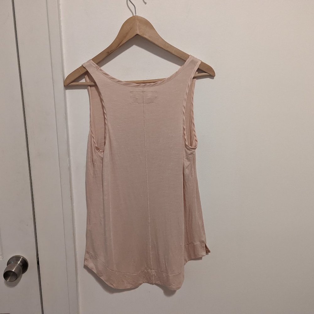 Anthropologie Pure + Good Blush Pink Satin Trim Pocket Tank - Picture 7 of 7